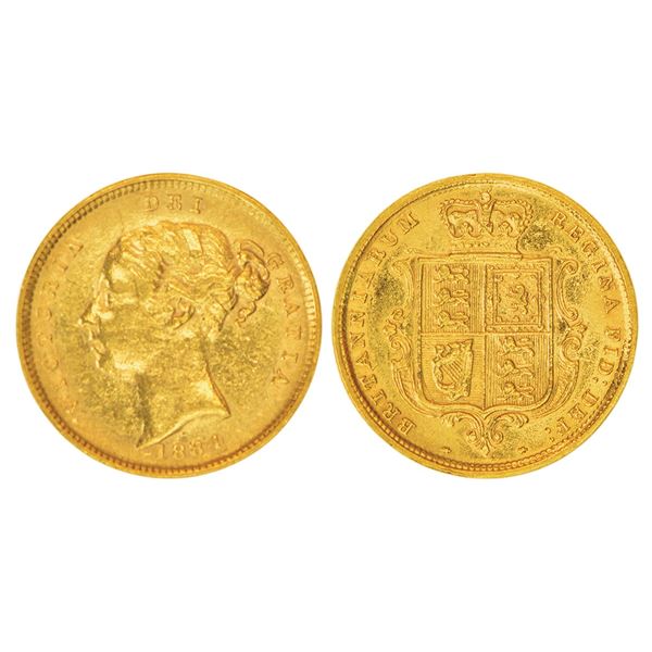 Foreign: Great Britain, Victoria, gold ½ sovereign, 1884, KM 735.1, 3.96g.