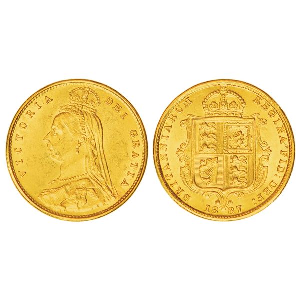 Foreign: Great Britain, Victoria, gold ½ sovereign, 1887, KM 766, 3.97g.