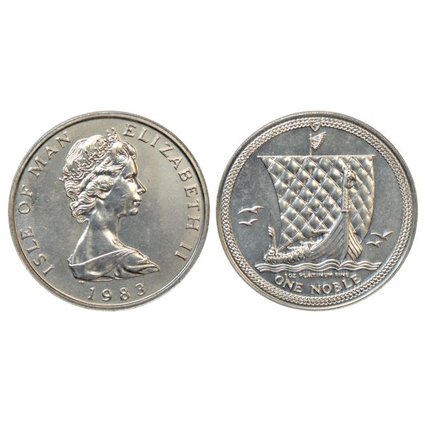 Foreign: Isle of Man, Elizabeth II, platinum (999 fine), one noble, 1983, KM 110, 31.03g.