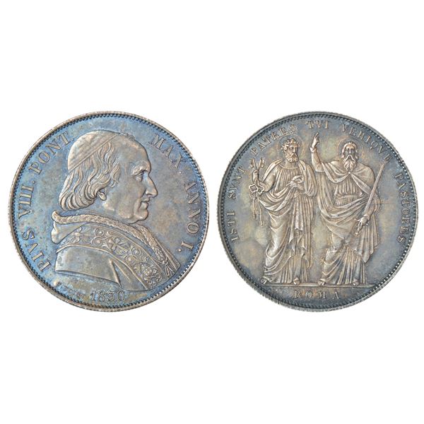 Foreign: Italian State-Papal, Pius VIII, silver scudo, Rome mint, 1830, KM 1310, 26.38g.