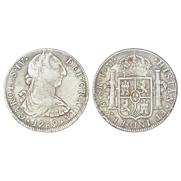Foreign: Mexico, Charles IV (1788-1808 AD), silver 8 reales, 1789, 'MO'/'FM' mintmark, KM 107, 26.59