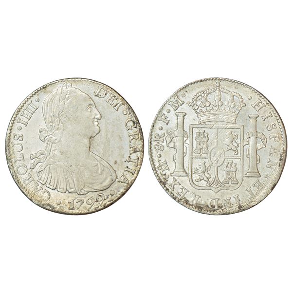 Foreign: Mexico, Charles IV (1788-1808 AD), silver 8 reales, 1799, 'MO'/'FM' mintmark, KM 109, 26.78