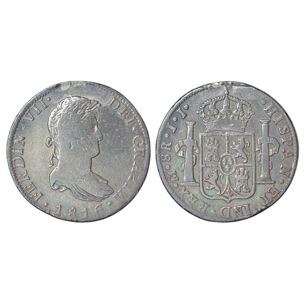 Foreign: Mexico, Ferdinand VII (1808-1821 AD), silver 8 reales, 1816, 'MO'/'JJ' mintmark, KM 111,