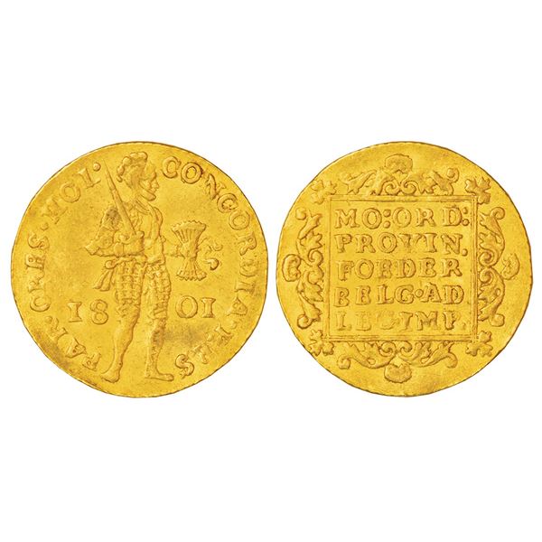 Foreign: Netherlands, Batavian Republic, gold ducat, 1801, KM 11.3, 3.45g.