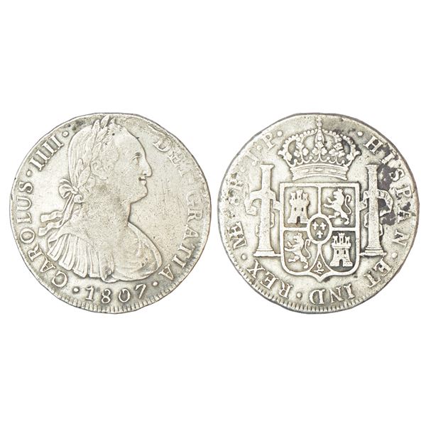Foreign: Peru, Carlos IV (1791-1808 AD), silver 8 reales, 1807, 'J.P.' mintmark, KM 97, 26.62g.