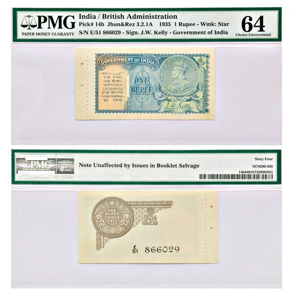 Paper Money: British India, George V, 1 rupee, 2nd issue, 1935, signed by J.W. Kelly,