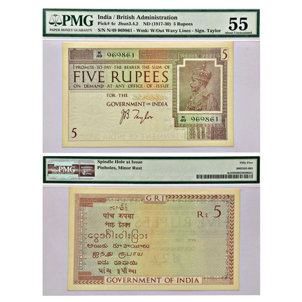 Paper Money: British India, George V, 5 rupees, 1st issue, ND (1925), signed by J.B. Taylor,