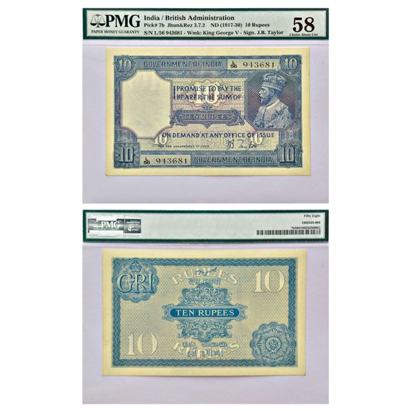 Paper Money: British India, George V, 10 rupees, 2nd issue, ND (1926), signed by J.B. Taylor,