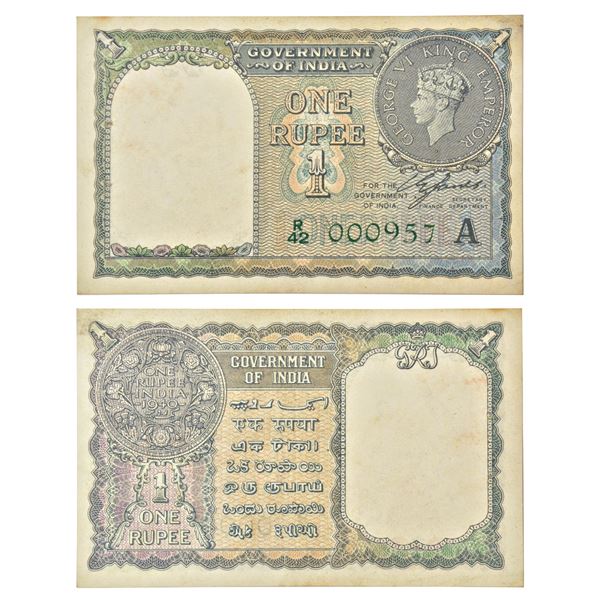 Paper Money: British India, George VI, 1 rupee, 1940, signed by C.E. Jones, inset 'A',