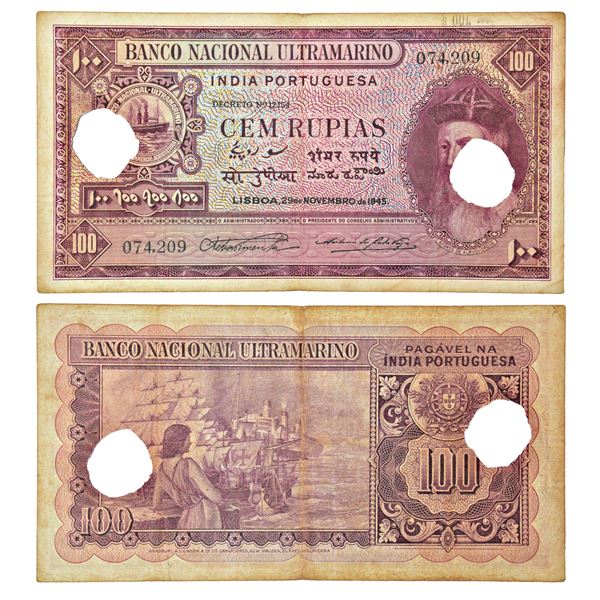 Paper Money: Indo-Portuguese Territories, 100 rupias, 6th issue, 29th November 1945,