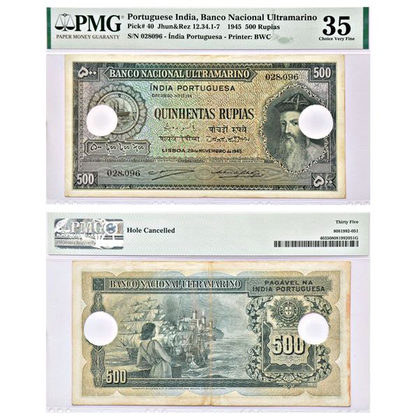 Paper Money: Indo-Portuguese Territories, 500 rupias, 6th issue, dated 29th November 1945,