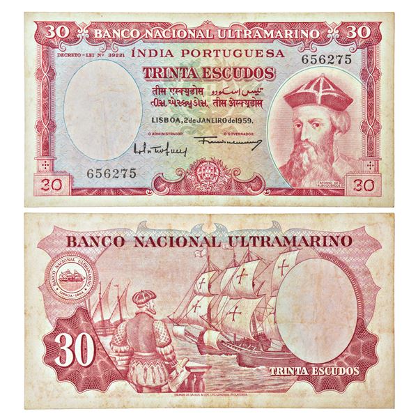 Paper Money: Indo-Portuguese Territories, 30 escudos, 7th issue, dated 2nd January 1959,
