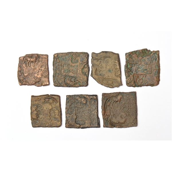 Large Lot: A group of 7 Ancient Eran copper punch-mark coins, various symbols and types. (7 coins)
