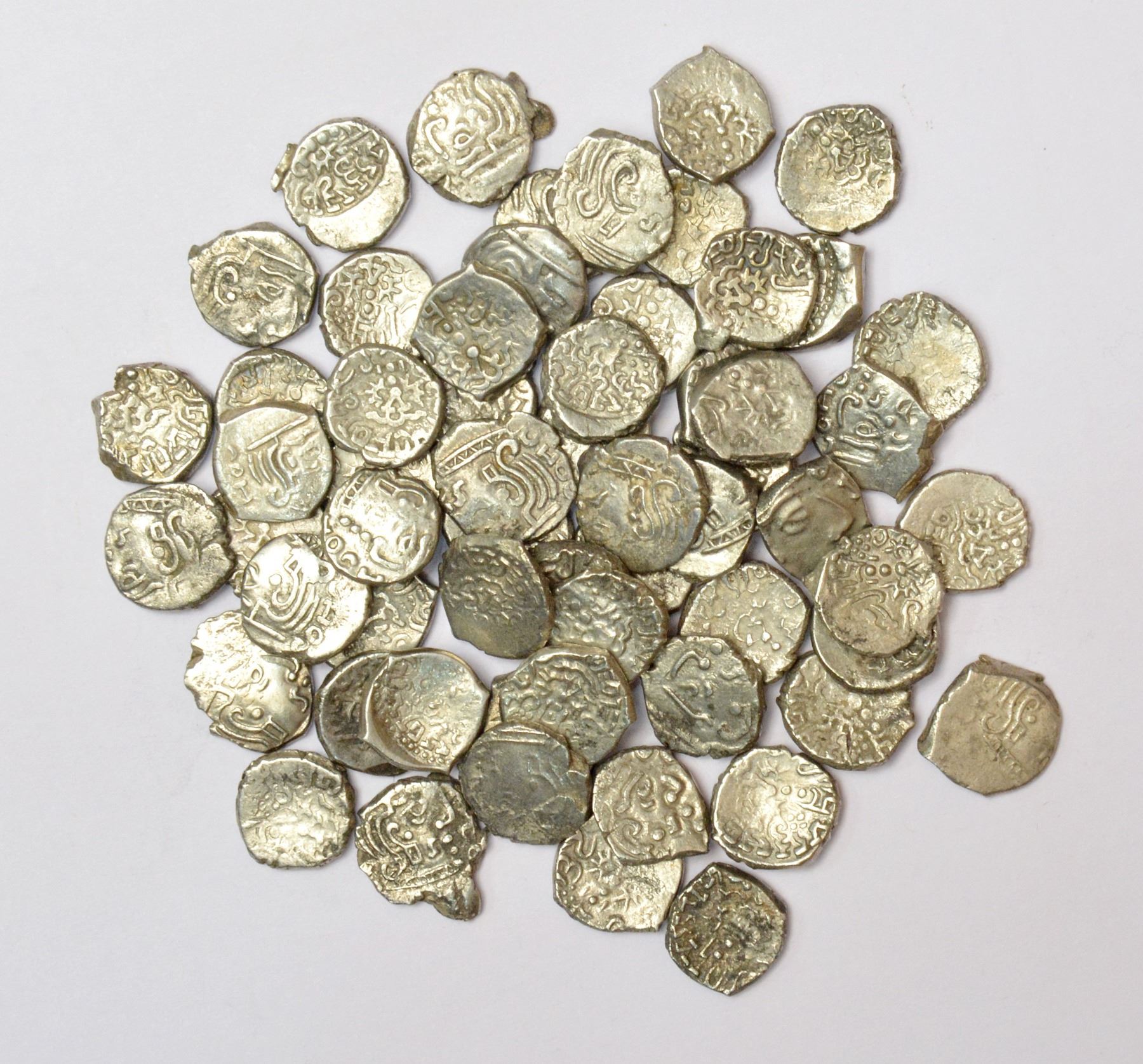 Kumar Coin Large Lot: A group of 60 Ancient Gupta silver coins, mostly Kumargupta ...