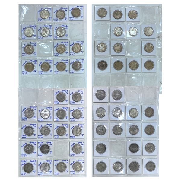 Large Lot: A group of 30 British India silver rupee, includes 13x Edward VII and 17x George V,