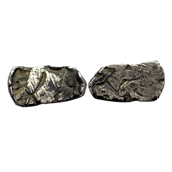 Punch-Marked, Archaic Coinage, Surasena Janapada (c. 400-350 BC). Silver Â½ Karshapana, 1.52Grms.