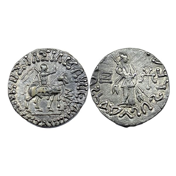 Indo-Scythian, Indo-Scythians, Azes II (35 BC - 5 AD), Silver Tetradrachm, 9.37Grms.