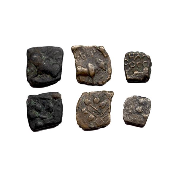 Satavahanas, Kochhiputra Siri Satakarni (c. 60-40 BC), Newase-Paithan Region, Copper Unit (3 coins).