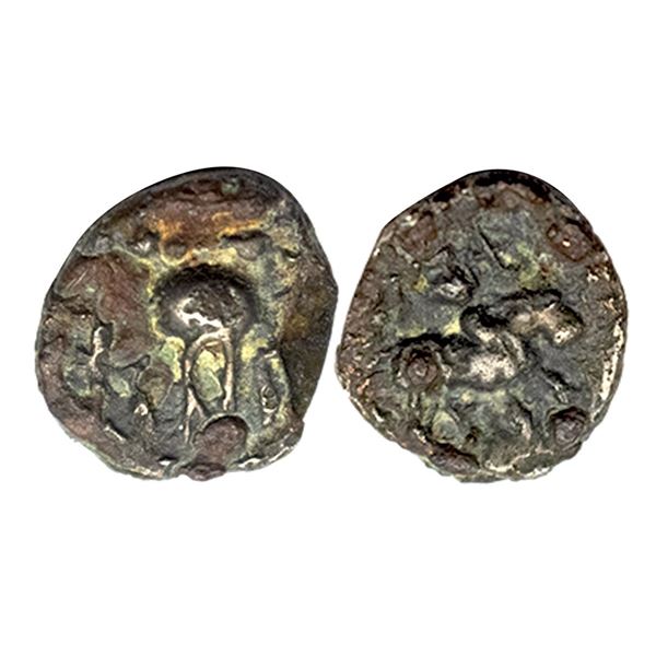 Post-Vakataka, Khandesh Region, Local Ruler issue, Alloyed Copper, Fraction, 1.27Grms.