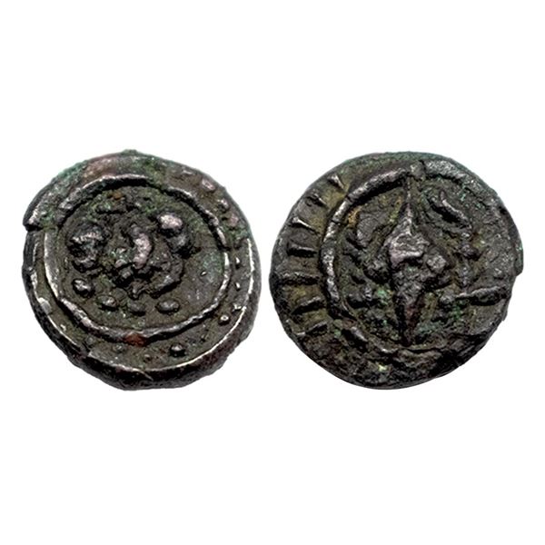 Post-Vakatakas, AndhraRegion, Vishnukundin type, Copper base Alloyed, 2.95Grms.