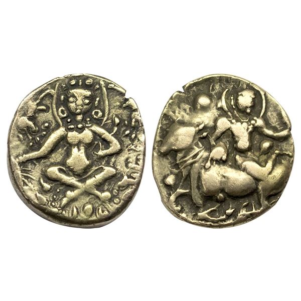 Post Gupta, Dynasties of Gauda, Mahasmanta Sasanka Deva (c. 606-619 AD), Base Gold Stater 9.02grms.