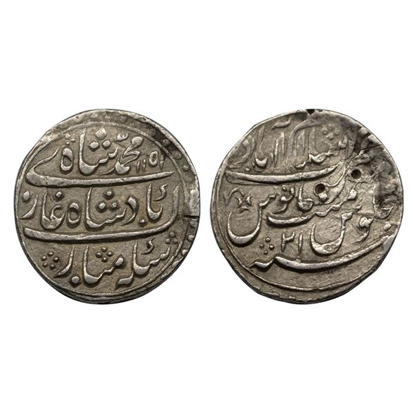 Muhammad Shah (AH 1131-1161 / 1719-1748 AD), Silver Rupee, 11.38Grms, Islamabad Mint, AH 1151, RY 21