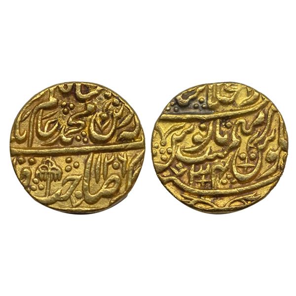 Shah Alam II (AH 1174-1221 / 1759-1806 AD), Gold Mohur, 10.75Grms, Dar-ul-Khilafat Shahjahanabad Min