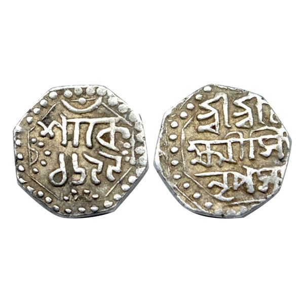 Assam, Lakshmi Simha, Silver Â¼ Rupee, 2.83g, SE 1699, (R&B Q54.1).