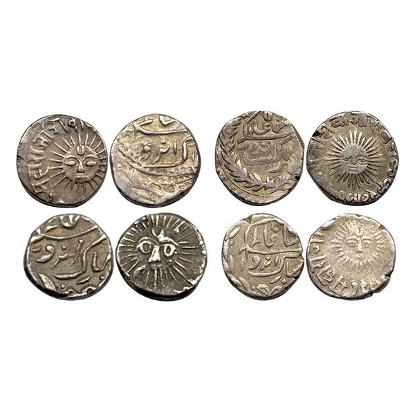 Indore, Shivaji Rao Holkar (VS 1943-1960 / 1886-1903 AD), A set of Silver Rupee, Â½, Â¼ and 1/8 Rupe