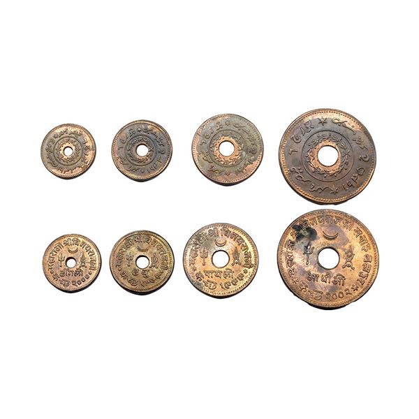 Kutch, Vijayrajji (VS 1998-2004 / 1942-1947 AD), A set of 4 coins, Copper Adhio, Payalo, Dhabu and D