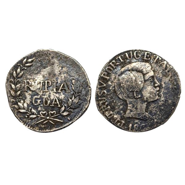 Portuguese India, Pedro V, 1 Rupia (1853-1861), India Portuguese Goa, Silver, KM#279.