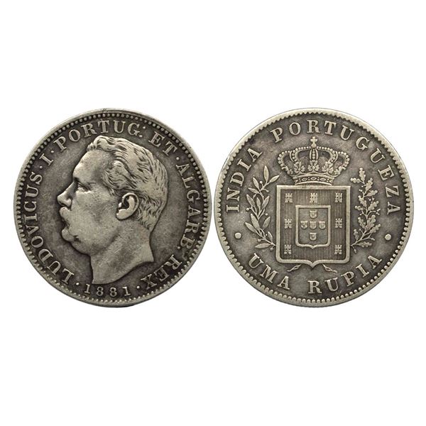 Luis (1861-1889 AD), Silver Uma Rupee, AD 1881.