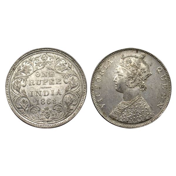 British India, Victoria Empress, 1862 AD, Silver Rupee, Calcutta mint,
