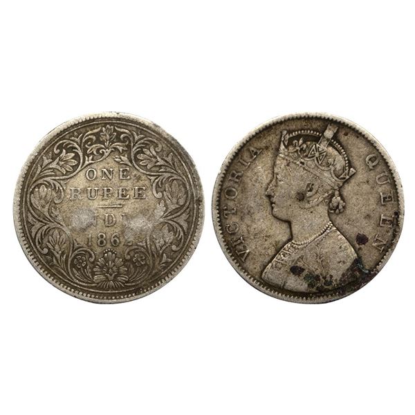 British India, Victoria Empress, 1862 AD, Silver Rupee, Calcutta Mint,