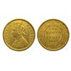Image 1 : Victoria Empress, Gold One Mohur, 1877, Calcutta mint, two flowers in bottom panel and 'V' in relief