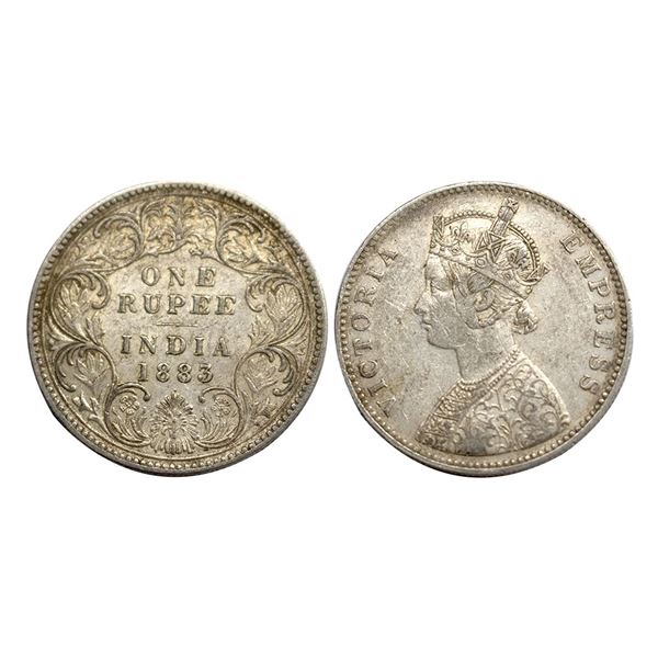 Victoria Empress, 1883 AD, Silver Rupee, 11.61 gms, Bombay Mint.