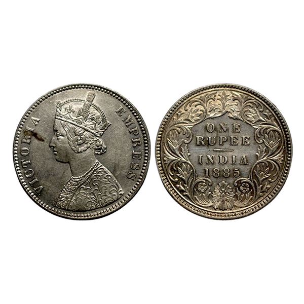Victoria Empress, Silver Rupee, 1885, A1/I/C incuse, Calcutta mint,