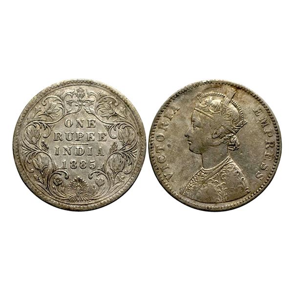 Victoria Empress, Silver Rupee, 1885, A3/IV/B raised, Bombay Mint,