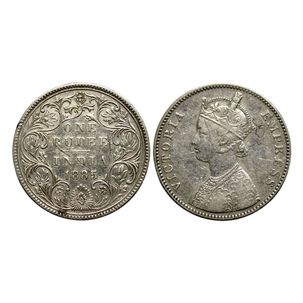 Victoria Empress, Silver Rupee, 1885, A3/II/No Mintmark,