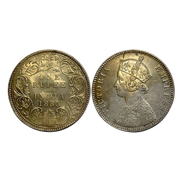 Victoria Empress, Silver Rupee, 1885, A3/I/B raised, Bombay Mint,