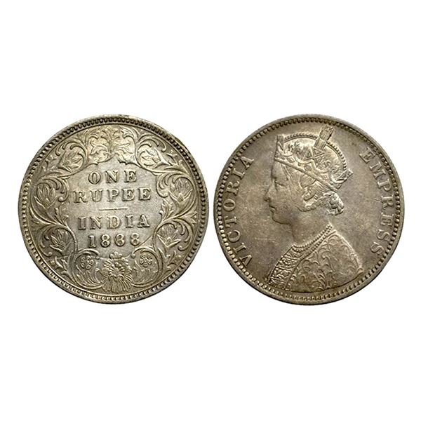 Victoria Empress, Silver Rupee, 1888, C2/I/Inverted B, Bombay Mint,