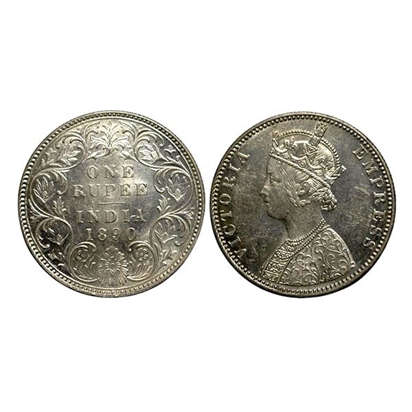 Victoria Empress, Silver Rupee, 1890, C2/I/B incuse, Bombay Mint,