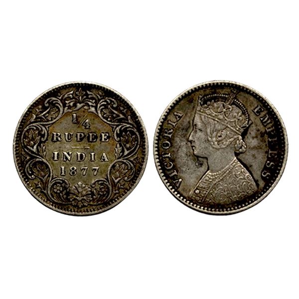 Victoria Empress, Silver 1/4 Rupee, 1877,