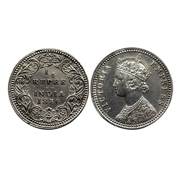 Victoria Empress, Silver 1/4 Rupee, 1886,