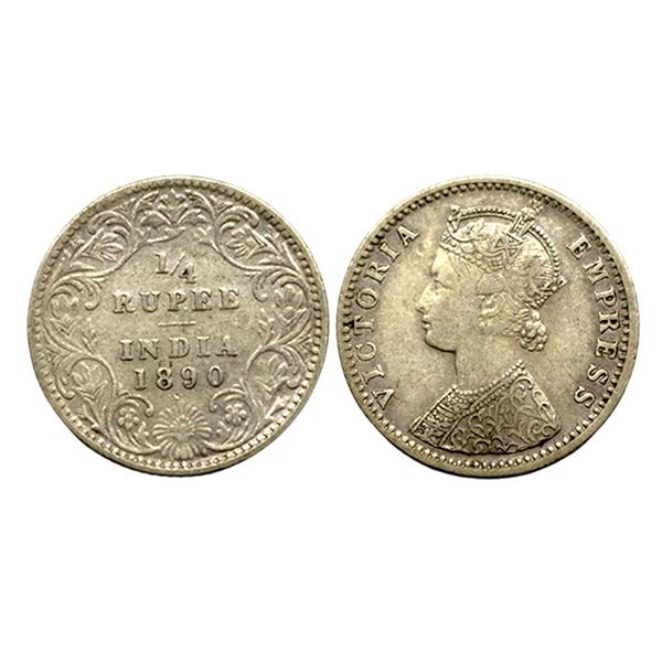 Victoria Empress, Silver 1/4 Rupee, 1890,