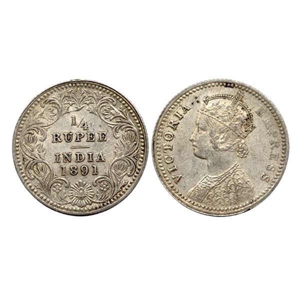 Victoria Empress, Silver 1/4 Rupee, 1891,