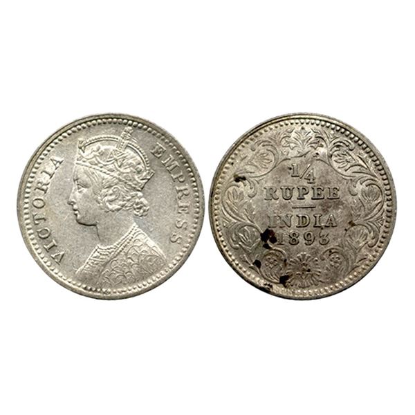 Victoria Empress, Silver 1/4 Rupee, 1893,