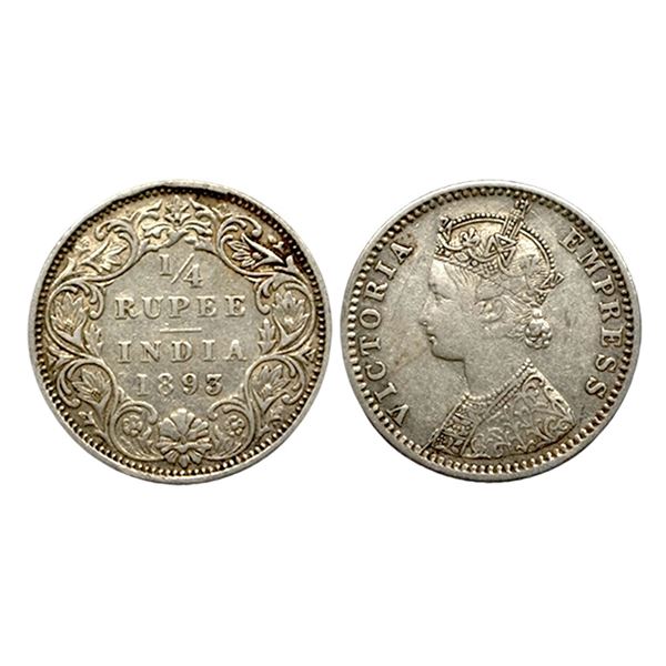 Victoria Empress, Silver 1/4 Rupee, 1893,
