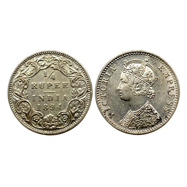 Victoria Empress, Silver 1/4 Rupee, 1894,
