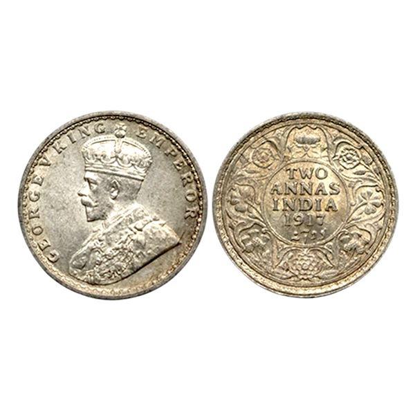 Victoria Empress, Silver Two Annas, 1917,